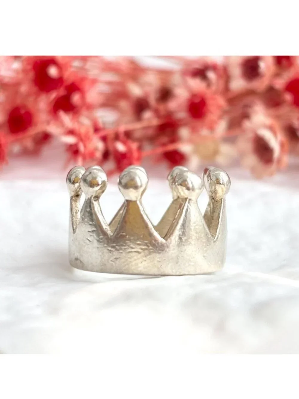 Crown Shaped Polished Bright Minimalist Sterling Silver 925 Vintage Ring - sz 6